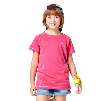 2015儿童款短袖速干户外运动T恤大童夏装圆领短袖t恤女童两色