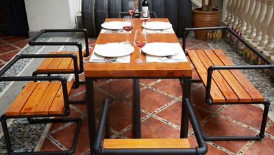 特价美式餐饮桌椅长方形实木铁艺餐桌椅组合复古办公桌酒吧桌椅