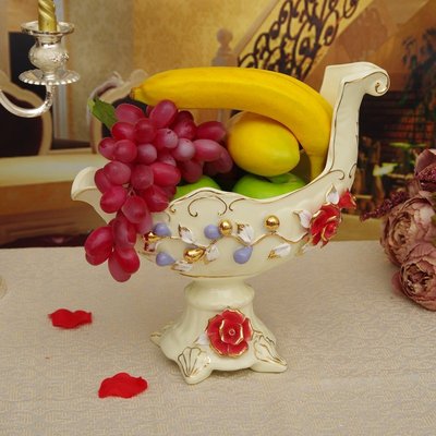 陶妍欧式果盘创意客厅奢华 家居陶瓷水果盘水果盆 果盘欧式摆件