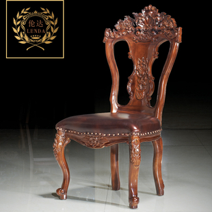 椅子美式餐椅扶手椅实木餐椅 欧式餐桌椅复古酒店椅印尼柚木椅子