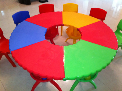 幼儿园专用塑料宝贝桌/搭拼桌/可拆搭桌/塑料圆桌儿童桌 不含椅子