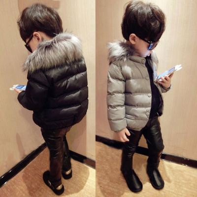 童装冬款韩版男童加厚保暖棉衣中小童可拆卸毛领棉儿童服棉袄 潮