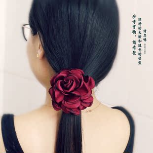 韩版布艺花朵发绳发饰品韩国立体仿真玫瑰花发圈橡皮筋头绳头饰品