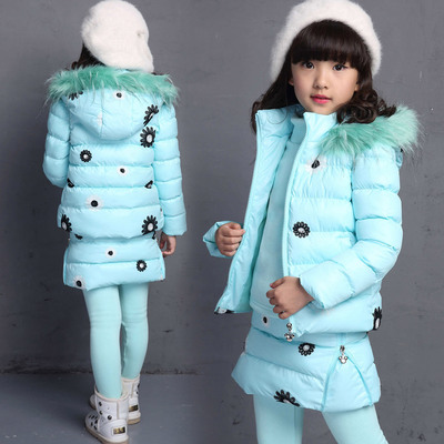 女童冬装套装2015新款童装韩版加绒加厚卫衣三件套棉袄12岁宝宝潮