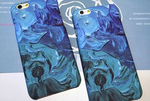 潮牌蓝色妖姬Iphone6手机壳 3D涂鸦苹果6plus保护套4.7磨砂硬壳