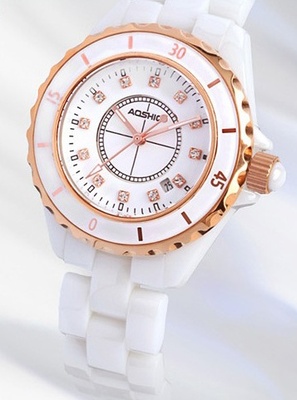专柜正品 奥时奇时尚韩版白色珍珠陶瓷腕表手表 杨幂同款 情侣表