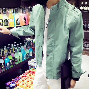 2016秋季新款薄款男士夹克韩版立领外套日系青年纯色潮流工装外衣