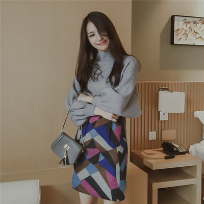 秋冬季2015新款韩版宽松毛衣女半高领纯色套头打底针织衫上衣