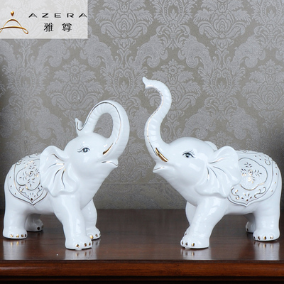 欧式大象陶瓷摆件创意客厅家居装饰品新婚礼品高档结婚礼物送闺蜜