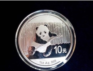 纪念币2014年熊猫银币.2014熊猫银币1盎司.收藏熊猫币.保真