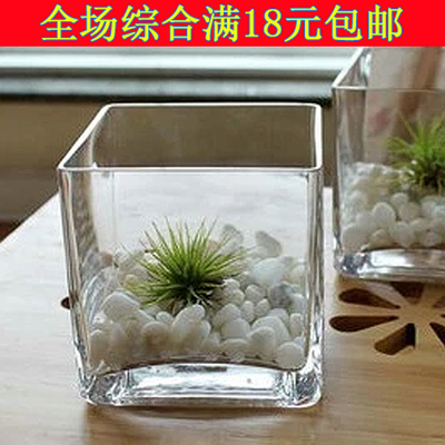 正方形玻璃方缸透明方缸绿萝花盆水生水培器皿玻璃花瓶方形玻璃瓶