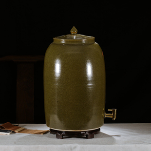 景德镇 陶瓷茶末釉酒缸酒坛水缸油缸茶缸储水缸50斤 100斤带龙头