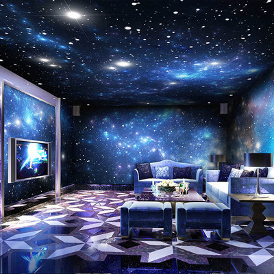 酒吧KTV沙发背景影吧包间大型壁画 宇宙星空3D壁纸天花商场墙纸