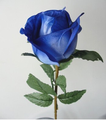 仿真玫瑰花单头 客厅装饰花假花绢花餐桌花婚庆 蓝色单支玫瑰