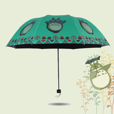 宫崎骏创意黑胶龙猫伞太阳伞防紫外线女遮阳伞公主防晒折叠晴雨伞