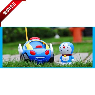 蓝胖子多拉吖梦遥控车耐摔电动发条玩具方向盘儿童玩具车