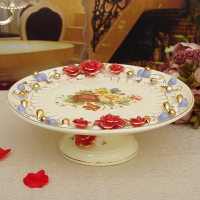 欧式象牙瓷果盘奢华创意客厅摆设家居陶瓷水果盘水果盆果盘摆件