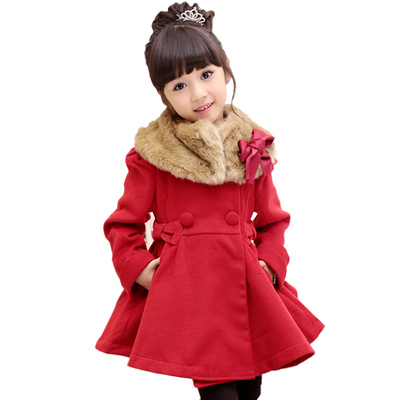 童装女童呢子大衣2015冬季新款韩版中大童毛呢外套中长款加厚保暖