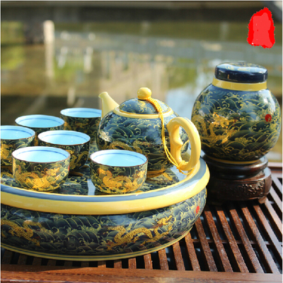 景德镇高档正宗中国龙功夫茶具套装 陶瓷茶具带茶盘套装茶杯