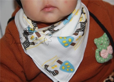 婴儿幼儿宝宝超可爱斑马有机棉 全棉 四层纱布 口水巾30*30厘米