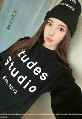 2016韩版新款春秋季女外穿T恤字母加绒套头长袖保暖卫衣特价包邮