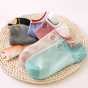 四季袜子 全棉 女士船袜 可爱小清新刺绣船袜女生船袜子
