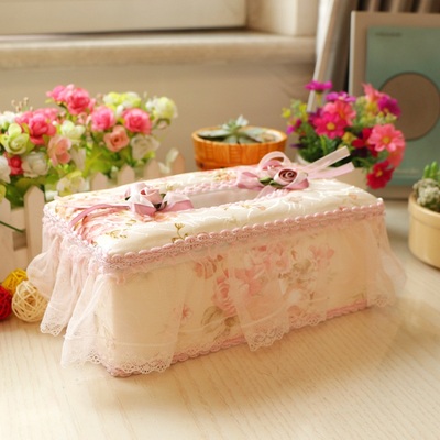 布艺蕾丝纸巾盒欧式创意纸抽盒可爱蕾丝车用纸巾抽布艺抽纸盒