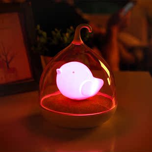 鸟笼LED小夜灯充电智能声控可感应创意卧室床头喂奶婴儿台灯声控