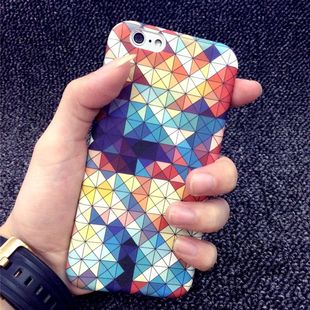 日韩个性彩色菱格iPhone6手机壳苹果6plus硬壳磨砂保护套4.7外壳