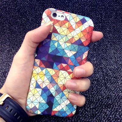 日韩个性彩色菱格iPhone6手机壳苹果6plus硬壳磨砂保护套4.7外壳