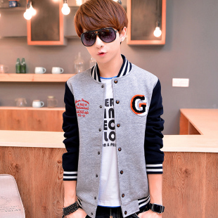 男士夹克外套 青少年学生韩版修身运动棒球服长袖薄款卫衣外套潮