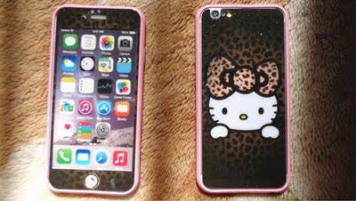 新款Hello Kitty苹果5钢化膜iPhone6 4.7寸彩膜前后膜 Plus玻璃膜