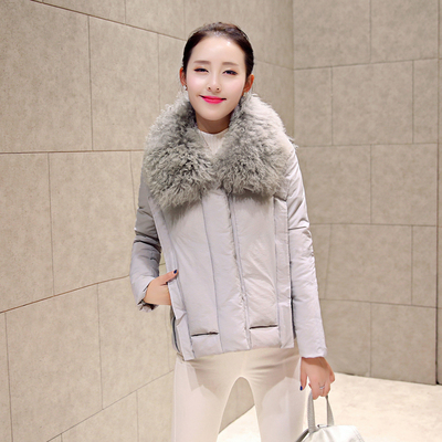 2015韩版休闲冬装短外套时尚气质百搭修身短款羽绒服 配真毛领
