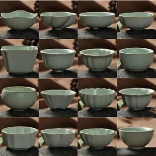 正品汝窑茶杯冰裂纹开片陶瓷功夫茶具小茶碗可养茶盏品茗杯仿紫砂