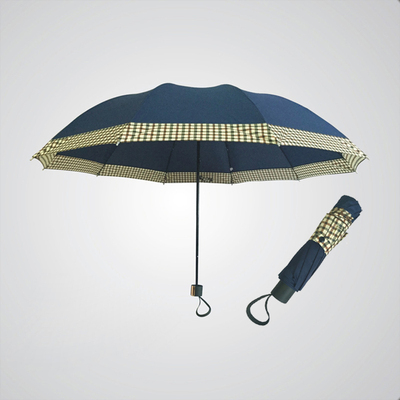 创意纯色商务接边雨伞十骨三折伞英伦折叠雨伞男士雨伞