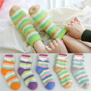 冬季加厚保暖女士袜成人地板袜睡眠袜珊瑚绒袜子毛巾袜