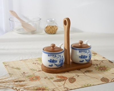 创意陶瓷调味罐中国风青花瓷调味盒调料罐盐罐套装创意厨房用品