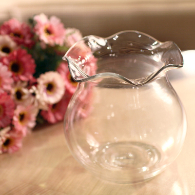 娜祺 加厚花边玻璃鱼缸 水培玻璃透明花瓶 水培玻璃鱼缸 透明花瓶