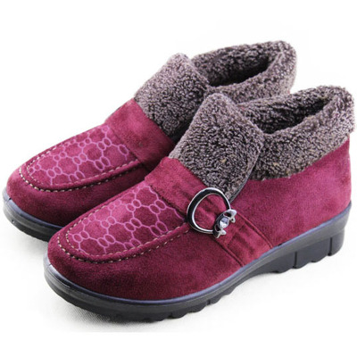 冬季老北京布鞋妈妈平底大棉鞋中年保暖女靴中老年人妇女防滑短靴