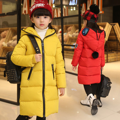 中大童装冬装韩版女童棉衣外套加厚儿童中加长款棉服小女孩棉袄潮