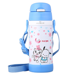 锐动保温杯儿童带吸管塑料宝宝水杯可爱便携学生水瓶卡通女水壶