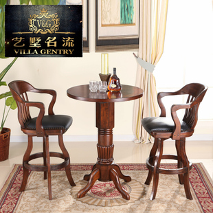 艺墅名流 美式实木茶桌椅喝茶桌椅组合休闲游戏桌茶桌椅组合家具