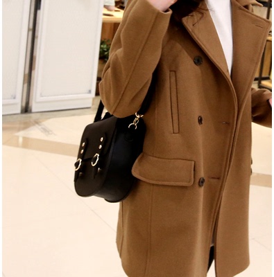 【天天特价】2015冬新款中长款长袖呢子外套时尚羊毛妮大衣 女潮