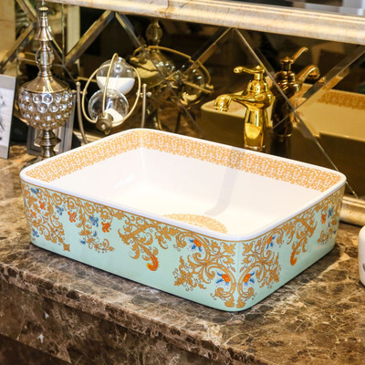 卫生间洗脸盆台上盆欧美式长方形洗手盆陶瓷艺术台盆洗脸池洗手池