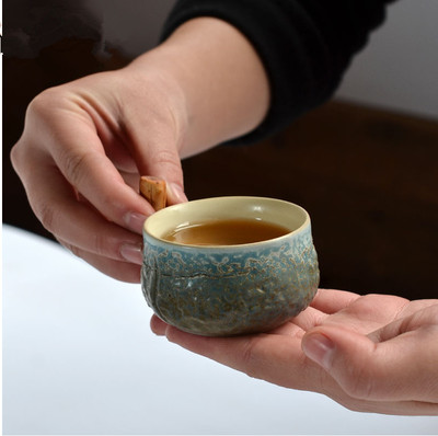创意粗陶窑变茶具杯子接木茶杯手工品茗杯原创新品特色工艺品个人