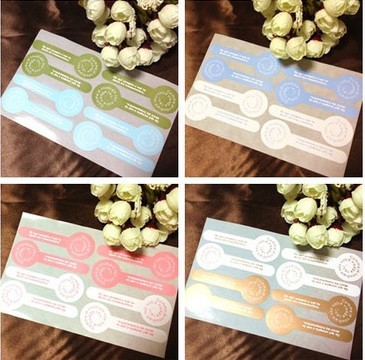 韩国包装 粉/蓝/绿/咖 彩色棒棒糖型封口贴 DIY包装装饰贴纸 12枚