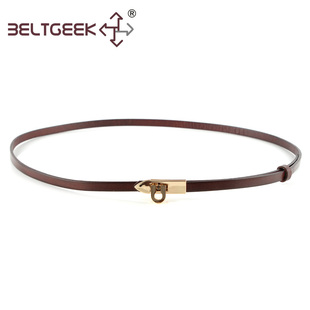 BELTGEEK-实用百搭可移动式小锁扣女士装饰细款头层真皮腰带