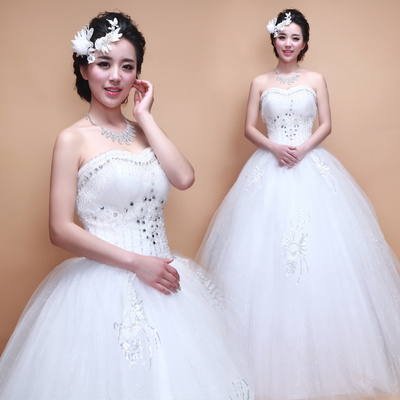 圣利亚2016新款婚纱礼服韩版白色修身新娘齐地镶钻抹胸正品包邮