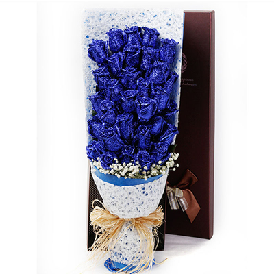 扬州同城鲜花速递圣诞节平安夜礼物33朵蓝色妖姬玫瑰花礼盒送花