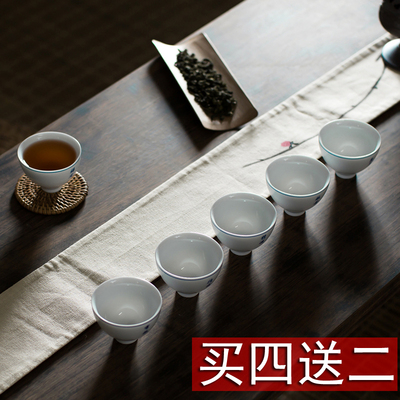 功夫茶杯 景德镇陶瓷茶具手绘品茗杯白青瓷主人茶杯闻香杯 六度杯